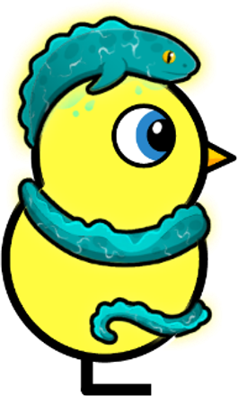 Side view of a yellow blue-eyed duck wearing Electric Eel Outfit