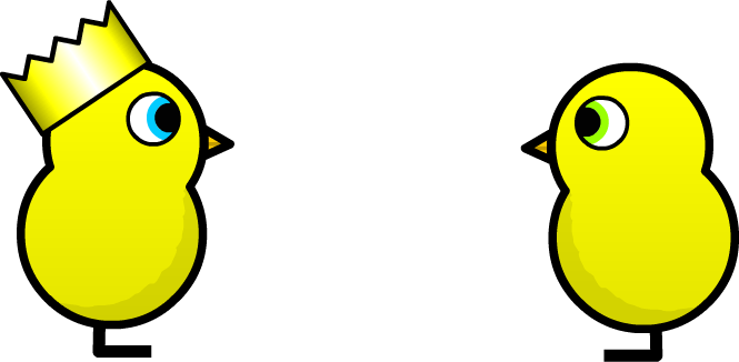 The crowned blue-eyed duck and the new green-eyed duck in the opening artwork