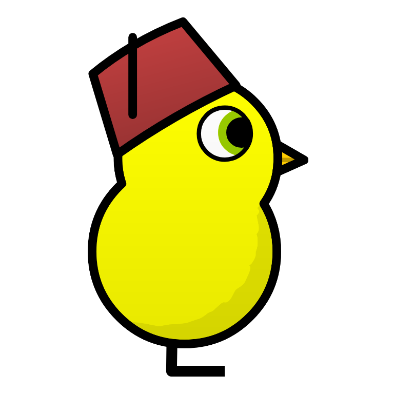 Fez on a plain yellow duck