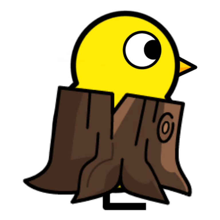 Stump on a plain yellow duck