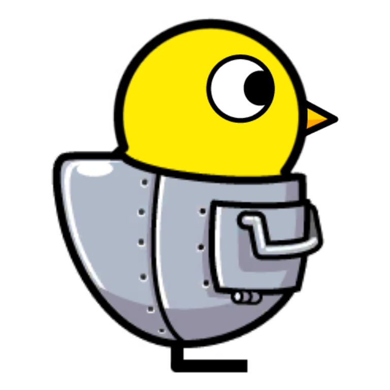 Robo Duck Shirt on a plain yellow duck