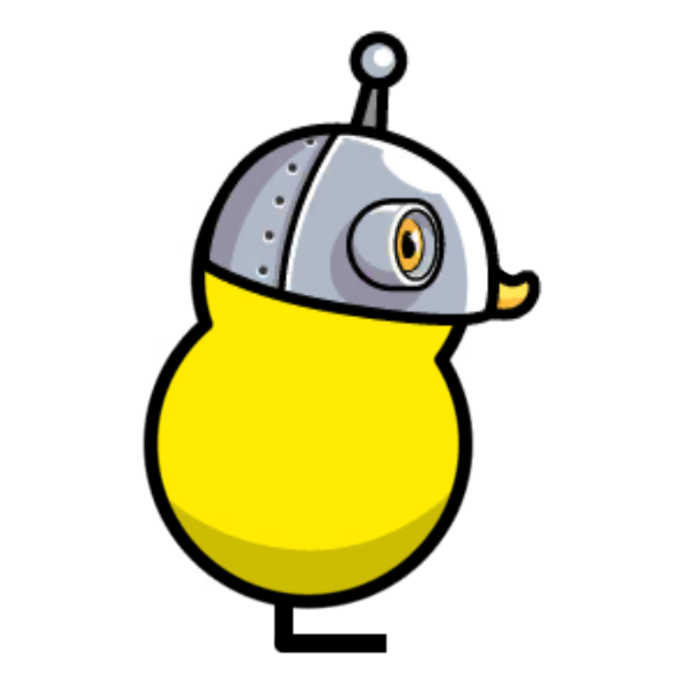 Robo Duck Head on a plain yellow duck