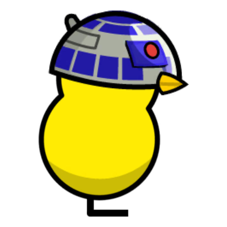 Droid Duck Head on a plain yellow duck