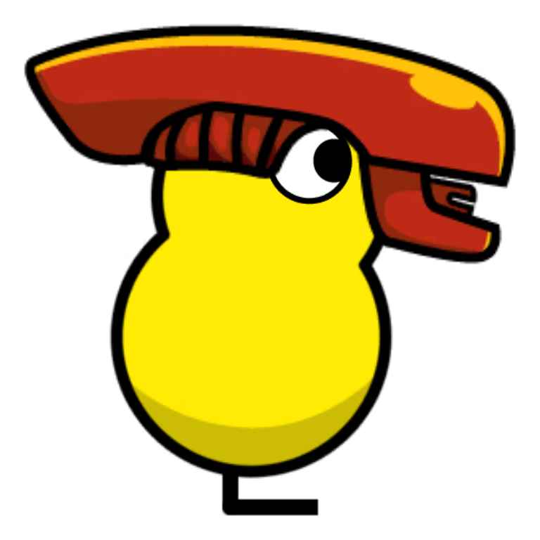 Ducklien on a plain yellow duck