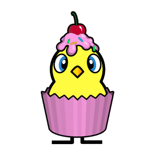Yellow blue-eyed duck wearing Cupcake Outfit, colour slot 2