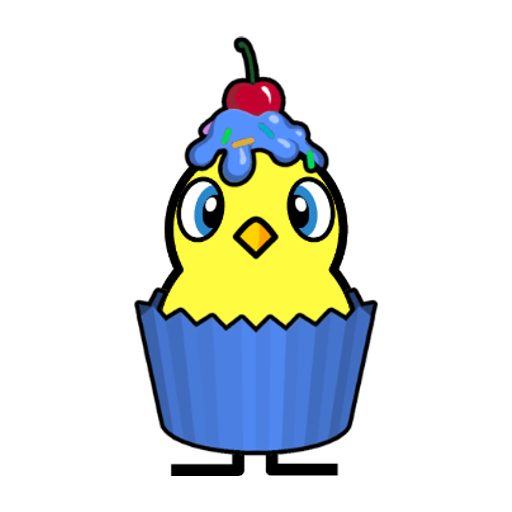 Yellow blue-eyed duck wearing Cupcake Outfit, colour slot 4