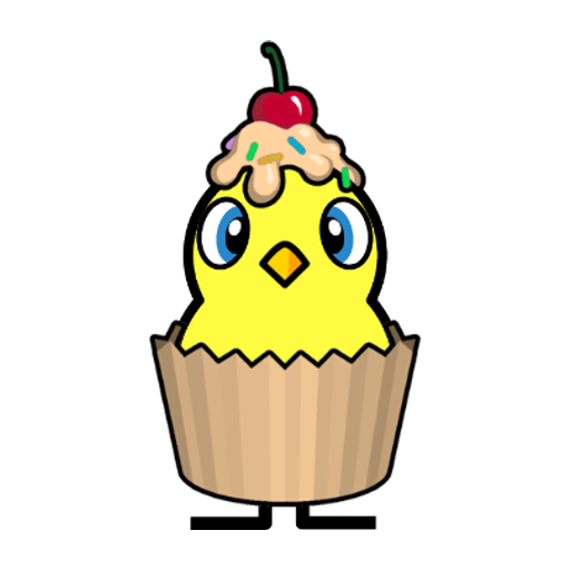 Yellow blue-eyed duck wearing Cupcake Outfit, colour slot 5