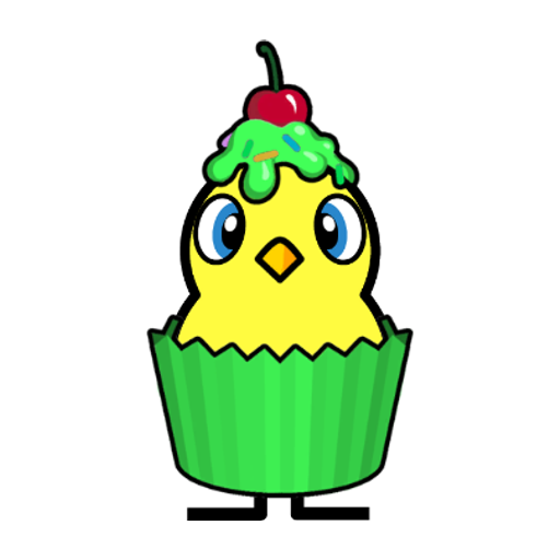 Yellow blue-eyed duck wearing Cupcake Outfit, colour slot 6