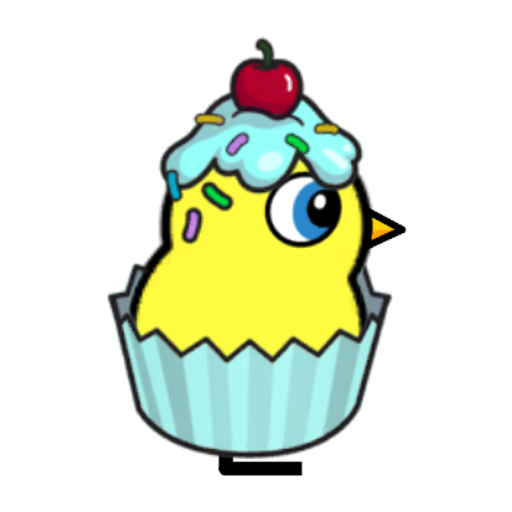 Rotating overworld view of a yellow blue-eyed duck wearing Cupcake Outfit