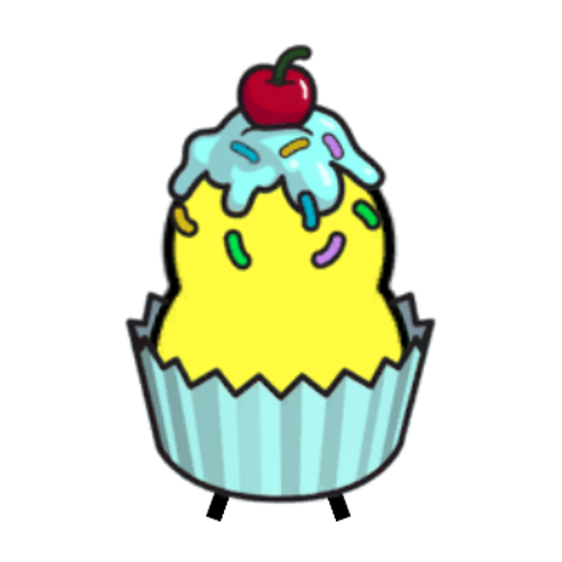 Rotating overworld view of a yellow blue-eyed duck wearing Cupcake Outfit