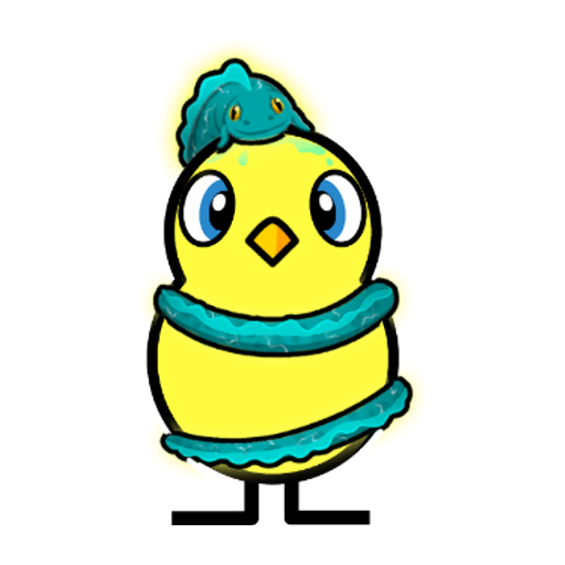 Front view of a yellow blue-eyed duck wearing Electric Eel Outfit