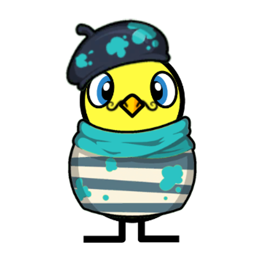 Yellow blue-eyed duck wearing Stripy Outfit, colour slot 4