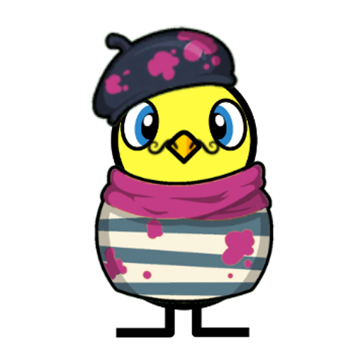 Yellow blue-eyed duck wearing Stripy Outfit, colour slot 5