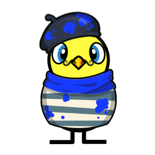 Yellow blue-eyed duck wearing Stripy Outfit, colour slot 6