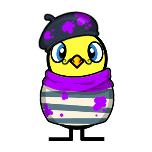 Front view of a yellow blue-eyed duck wearing Stripy Outfit