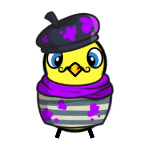 Rotating overworld view of a yellow blue-eyed duck wearing Stripy Outfit