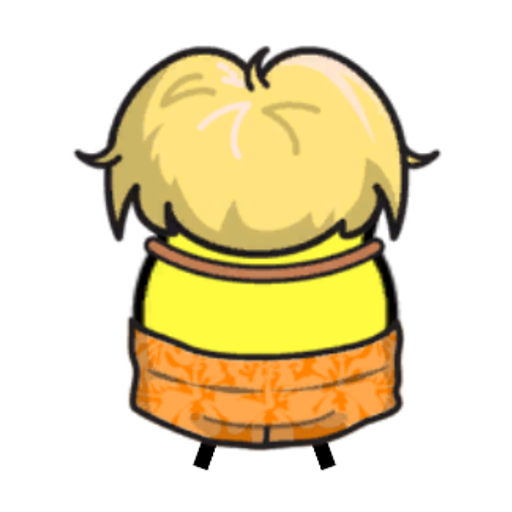 Rotating overworld view of a yellow blue-eyed duck wearing Surfer Outfit