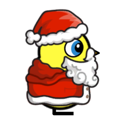 Rotating overworld view of a yellow blue-eyed duck wearing Santa Outfit