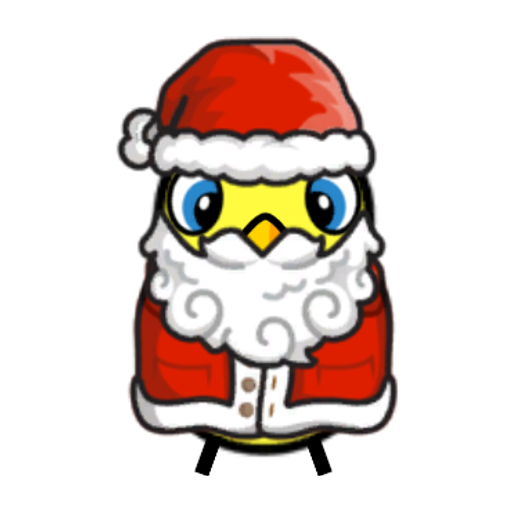 Rotating overworld view of a yellow blue-eyed duck wearing Santa Outfit