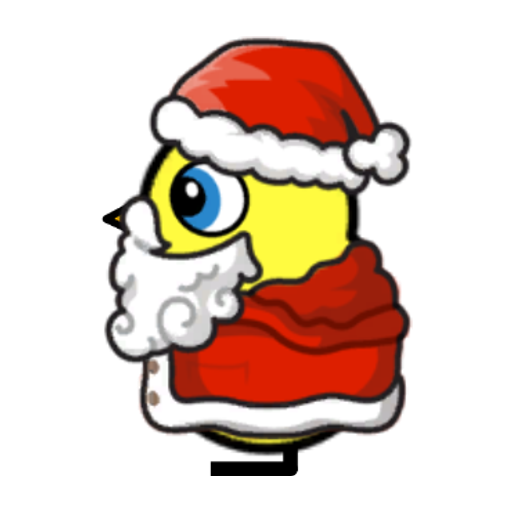 Rotating overworld view of a yellow blue-eyed duck wearing Santa Outfit