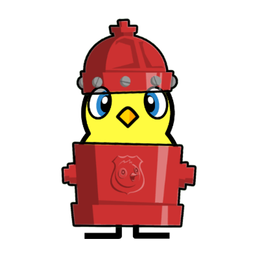Yellow blue-eyed duck wearing Fire Hydrant Outfit, colour slot 1