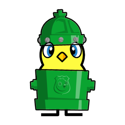 Yellow blue-eyed duck wearing Fire Hydrant Outfit, colour slot 2