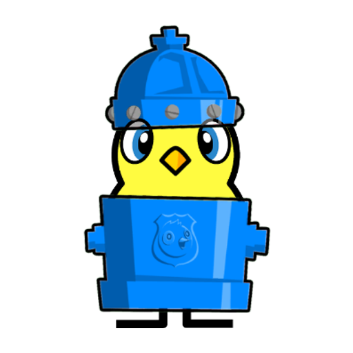Yellow blue-eyed duck wearing Fire Hydrant Outfit, colour slot 3