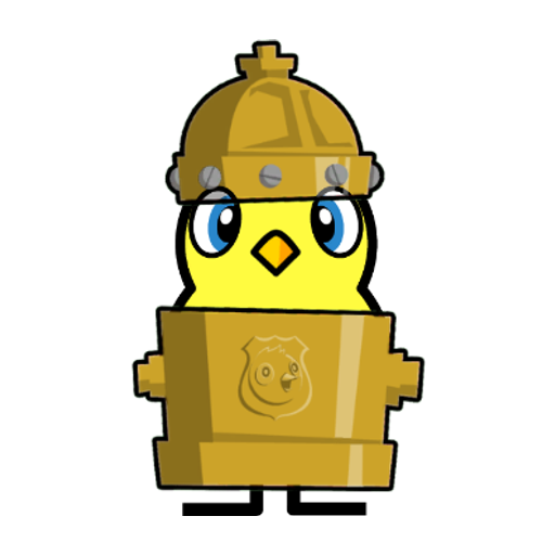 Yellow blue-eyed duck wearing Fire Hydrant Outfit, colour slot 4