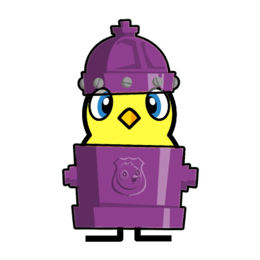 Yellow blue-eyed duck wearing Fire Hydrant Outfit, colour slot 5
