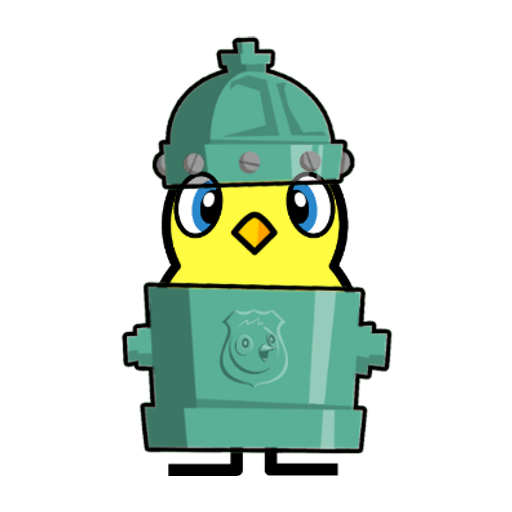 Yellow blue-eyed duck wearing Fire Hydrant Outfit, colour slot 6