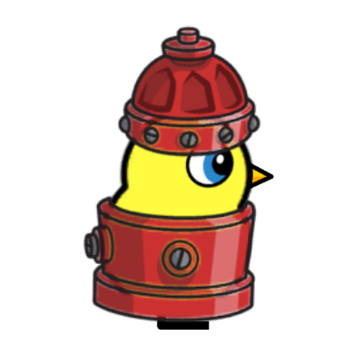 Rotating overworld view of a yellow blue-eyed duck wearing Fire Hydrant Outfit