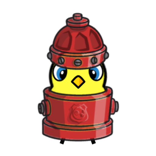 Rotating overworld view of a yellow blue-eyed duck wearing Fire Hydrant Outfit