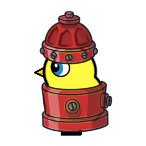Rotating overworld view of a yellow blue-eyed duck wearing Fire Hydrant Outfit