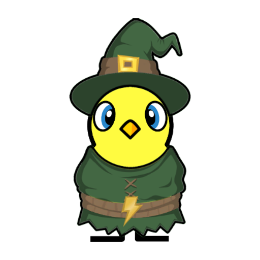 Yellow blue-eyed duck wearing Witch Outfit, colour slot 3