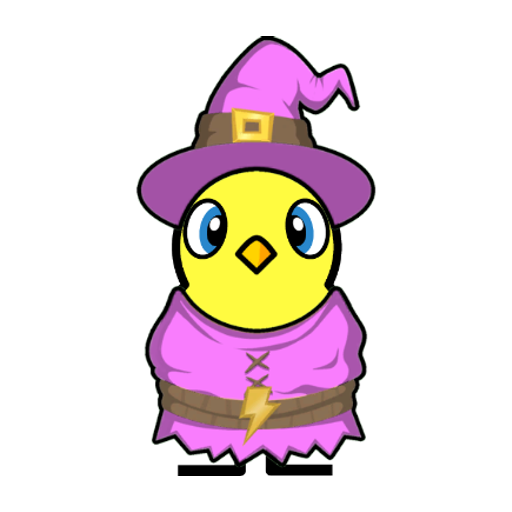 Yellow blue-eyed duck wearing Witch Outfit, colour slot 4