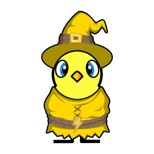 Yellow blue-eyed duck wearing Witch Outfit, colour slot 5