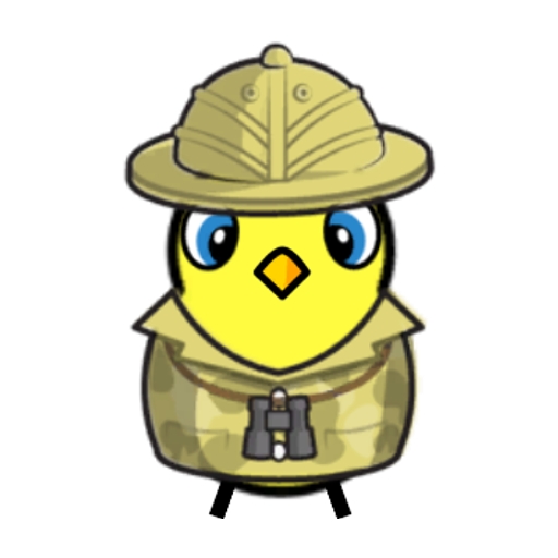 Rotating overworld view of a yellow blue-eyed duck wearing Explorer Outfit