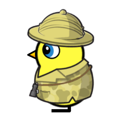 Rotating overworld view of a yellow blue-eyed duck wearing Explorer Outfit