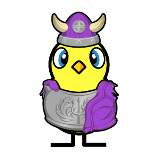 Yellow blue-eyed duck wearing Viking Outfit, colour slot 2