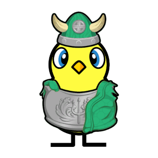 Yellow blue-eyed duck wearing Viking Outfit, colour slot 3