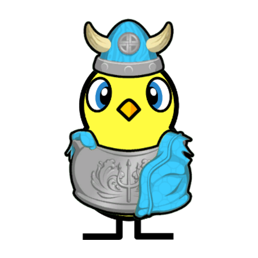Yellow blue-eyed duck wearing Viking Outfit, colour slot 4