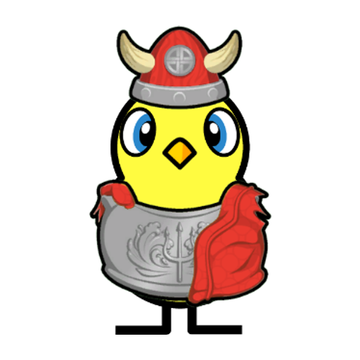 Yellow blue-eyed duck wearing Viking Outfit, colour slot 5