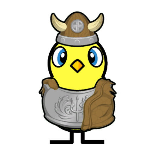 Yellow blue-eyed duck wearing Viking Outfit, colour slot 6