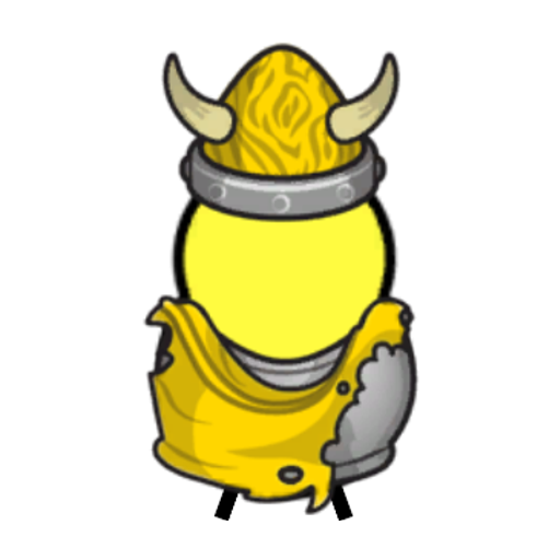 Rotating overworld view of a yellow blue-eyed duck wearing Viking Outfit