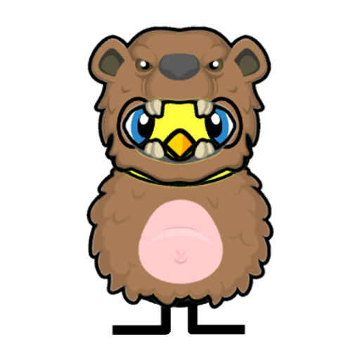 Yellow blue-eyed duck wearing Bear Outfit, colour slot 2