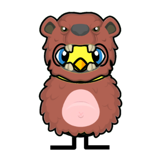 Yellow blue-eyed duck wearing Bear Outfit, colour slot 4