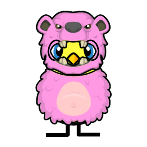 Yellow blue-eyed duck wearing Bear Outfit, colour slot 6