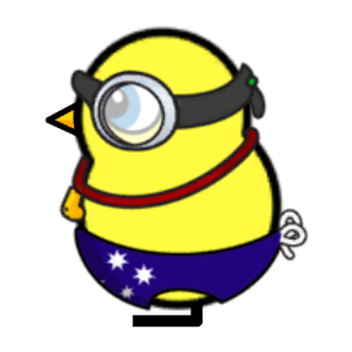 Rotating overworld view of a yellow blue-eyed duck wearing Swimmer Outfit