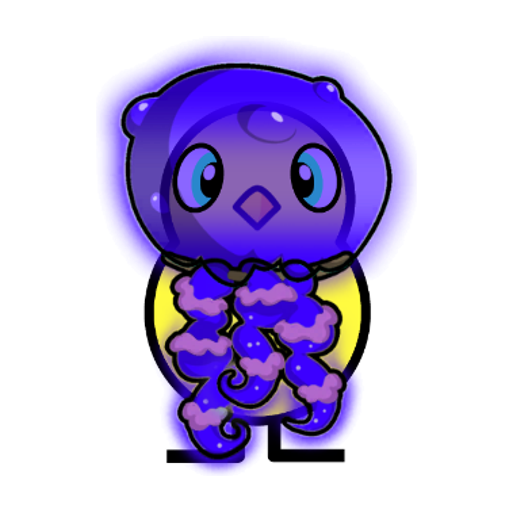 Yellow blue-eyed duck wearing Jellyfish Outfit, colour slot 2
