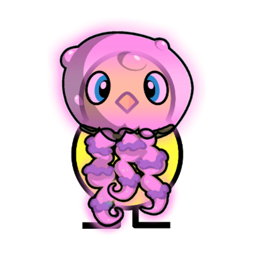 Yellow blue-eyed duck wearing Jellyfish Outfit, colour slot 3